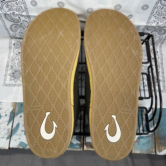NEW Olukai Hamani Hulu Australia Wool Slippers Olive Slip On Mule Men’s Size 12 - Picture 7 of 9